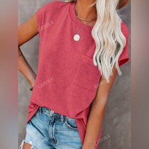 Shein Women's Cap Sleeve Loose Fit T-Shirt with Pocket size L 2/$14 or 3/$20